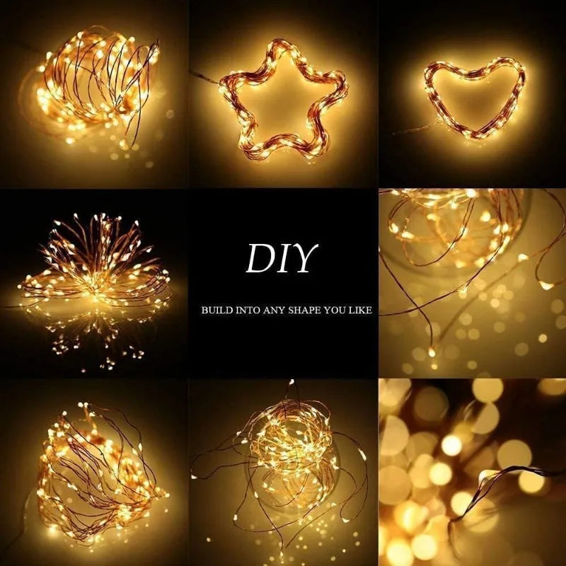 guirlande lumineuse led avec fil de cuivre pour décoration festive et chaleureuse - vue 6 sur 14
