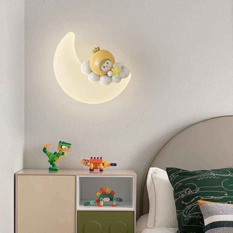 applique murale romantique lune ange ours fille enfant - vue 6 sur 11