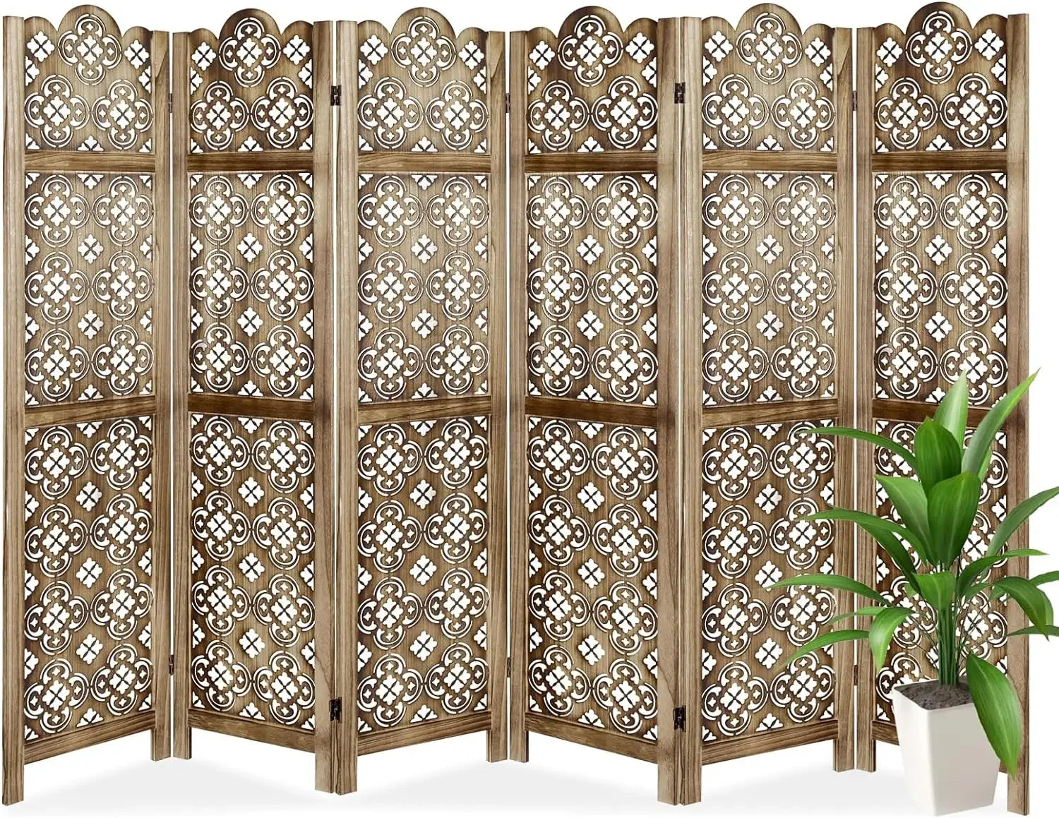 Carved Room Dividers,6 Panel Room Divider With Hand Carved Vintage Style Room Dividers And Folding Privacy Screens - vue 8 sur 11