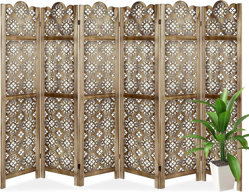 Carved Room Dividers,6 Panel Room Divider With Hand Carved Vintage Style Room Dividers And Folding Privacy Screens - vue 9 sur 11