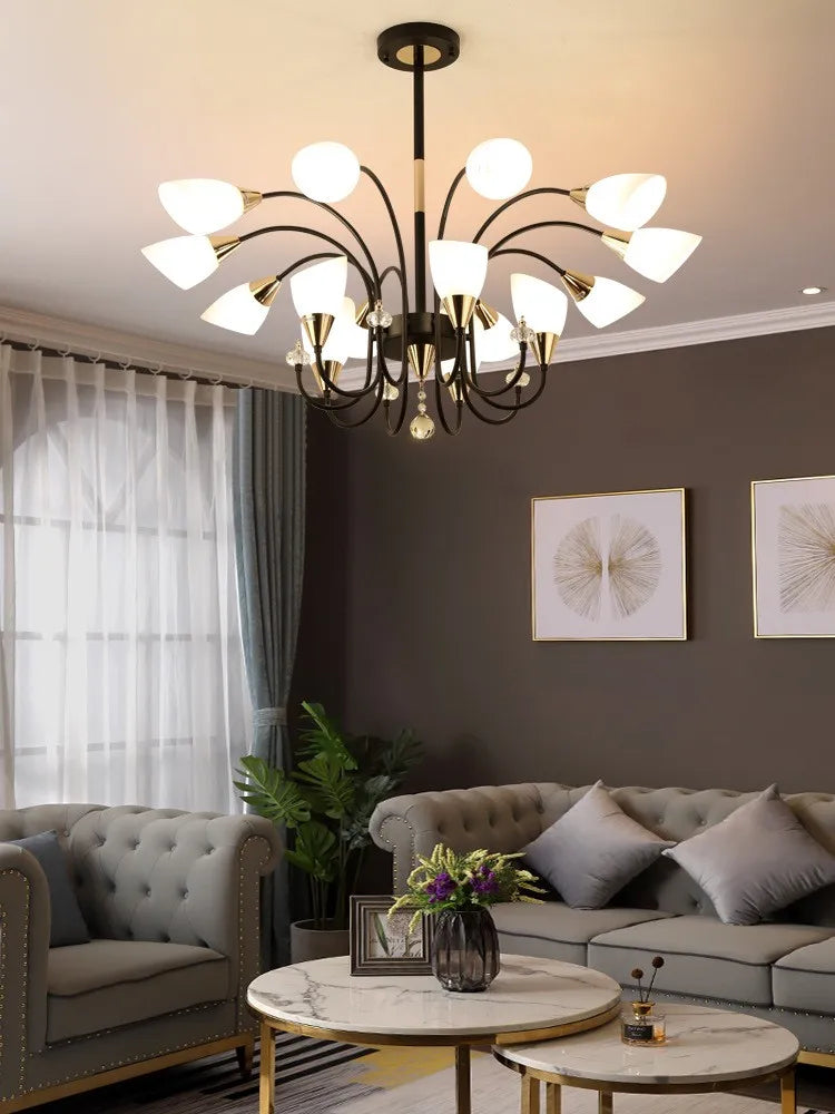 lustre en cristal moderne en cuivre pour éclairage intérieur - vue 3 sur 14