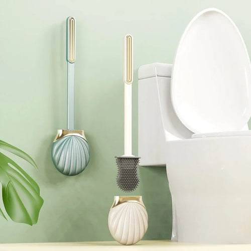 brosse de toilette en silicone avec support pratique et long manche - vue 6 sur 10