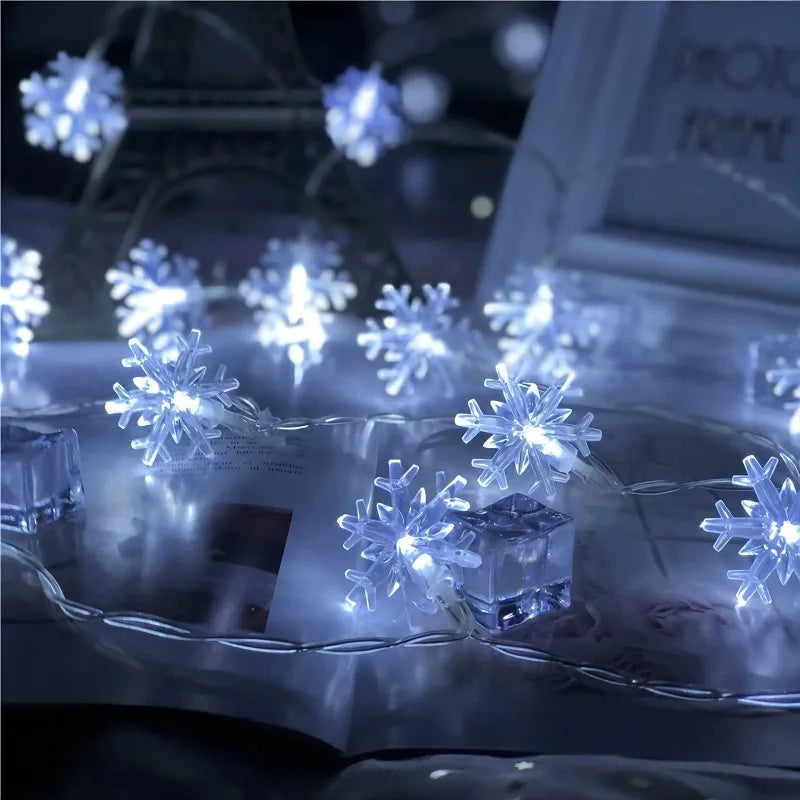 guirlande lumineuse flocon de neige pour décorations de Noël et fêtes - vue 6 sur 9