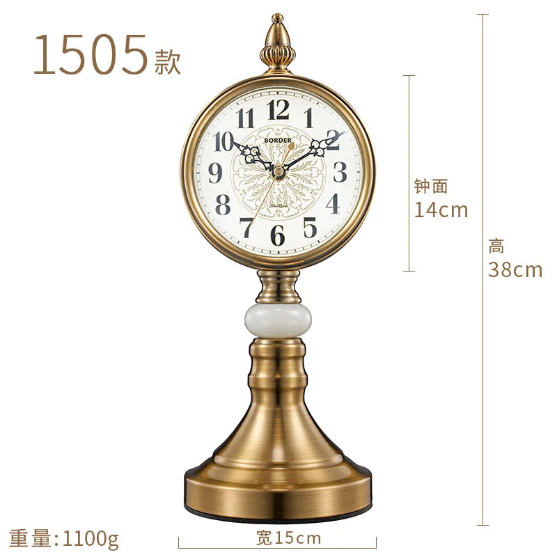 horloge de table européenne en métal plaqué cuivre élégant design luxe - vue 16 sur 18