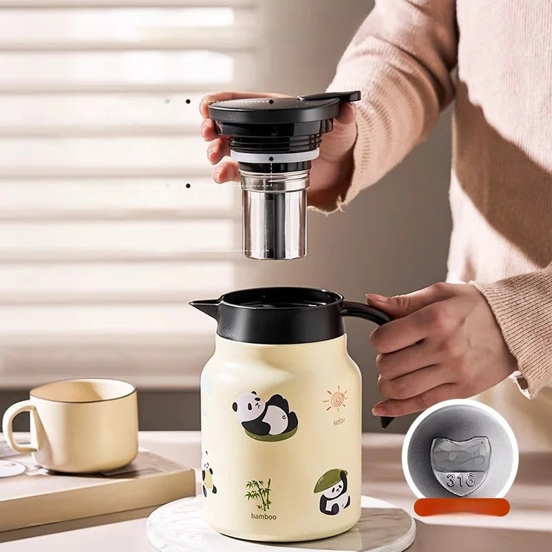 Théière isotherme panda inox 1l infusion vapeur - vue 4 sur 6