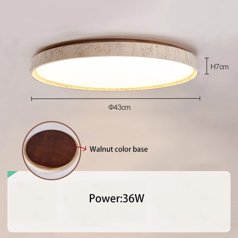 Led plafonnier pierre Downlight monté en Surface rétro luminaires noyer bûche bois couleur chambre salon grande lumière - vue 7 sur 13