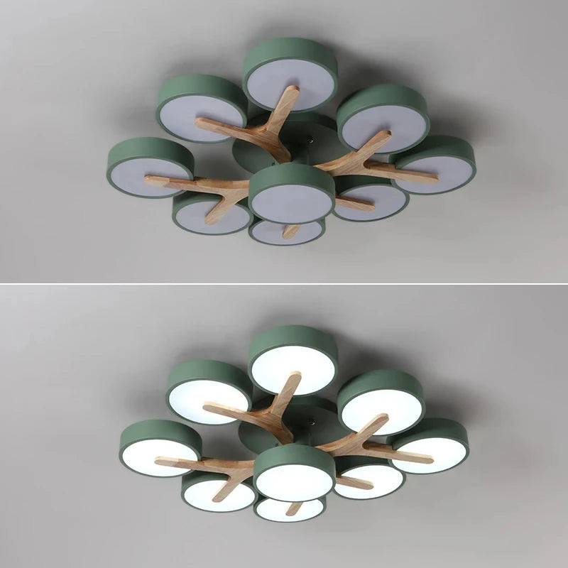lustre moderne en bois pour décoration intérieure nordique lumineux - vue 7 sur 15