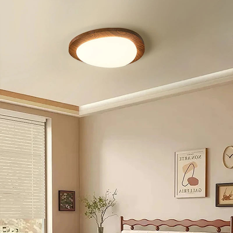 Modern minimalist wooden ceiling light with Nordic log pattern - vue 4 sur 8