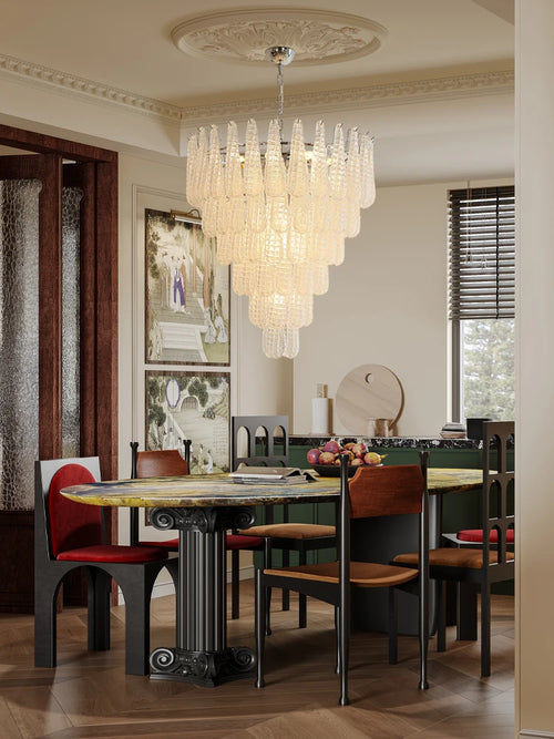 Coloured glass pendant with decorative leaf for chic interiors - vue 5 sur 12
