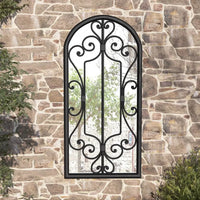 Black Garden Mirror 100x45 cm Outdoor Use, Home Decoration Wall Wall Decoration Living Room Decoration