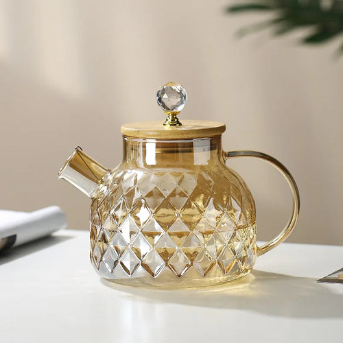 Bouilloire verre couvercle bambou filtre amovible 1l infusions