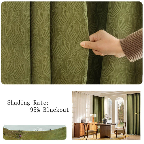 Rideau occultant chenille epais style moderne pour chambre