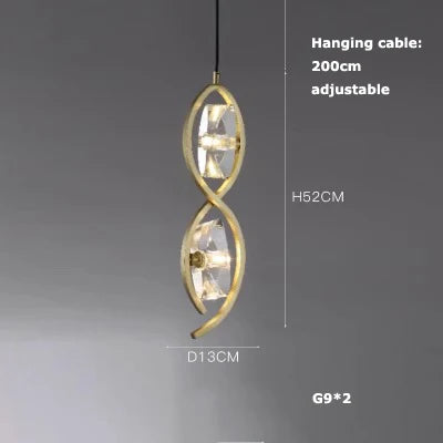 suspension en verre cristal art déco avec éclairage led - vue 8 sur 25