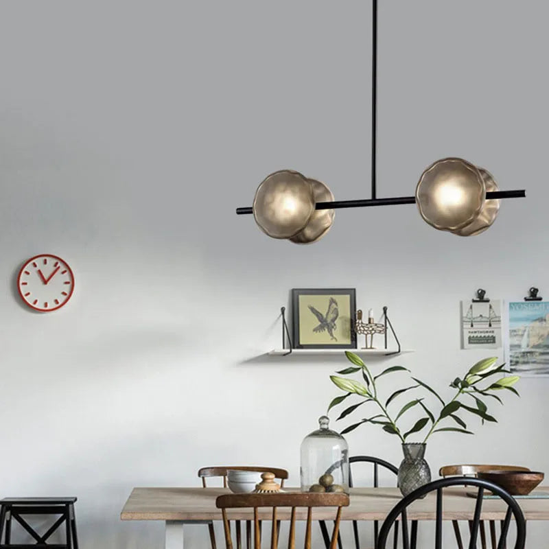 suspension moderne en verre et métal hauteur réglable - vue 5 sur 7