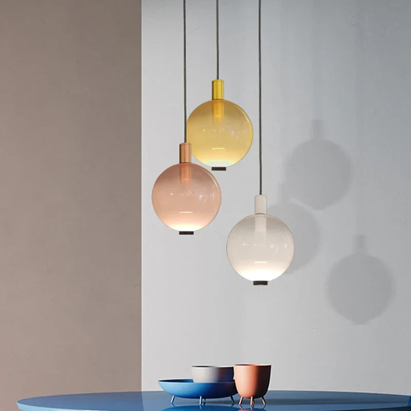 lampe suspendue verre dégradé nordique salle manger chambre coucher lustre 110v-220v - vue 3 sur 14