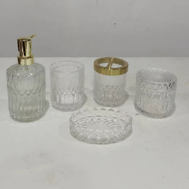 ensemble d'accessoires en verre pour salle de bain d'hôtel - vue 8 sur 10