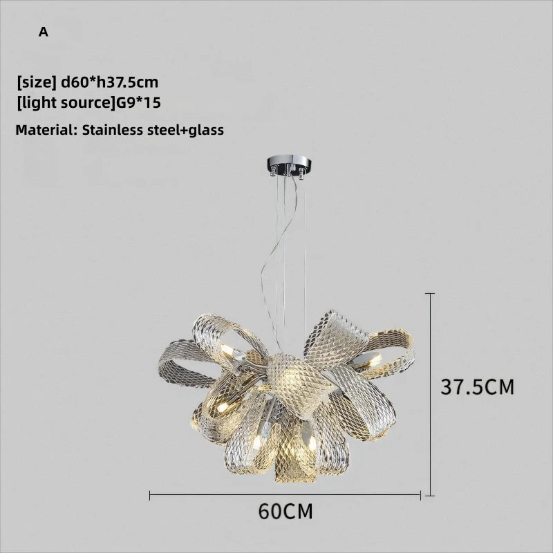Minimalist floral glass chandelier for modern interiors - vue 7 sur 12