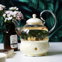 Service à thé vintage porcelaine théière filtre chauffe