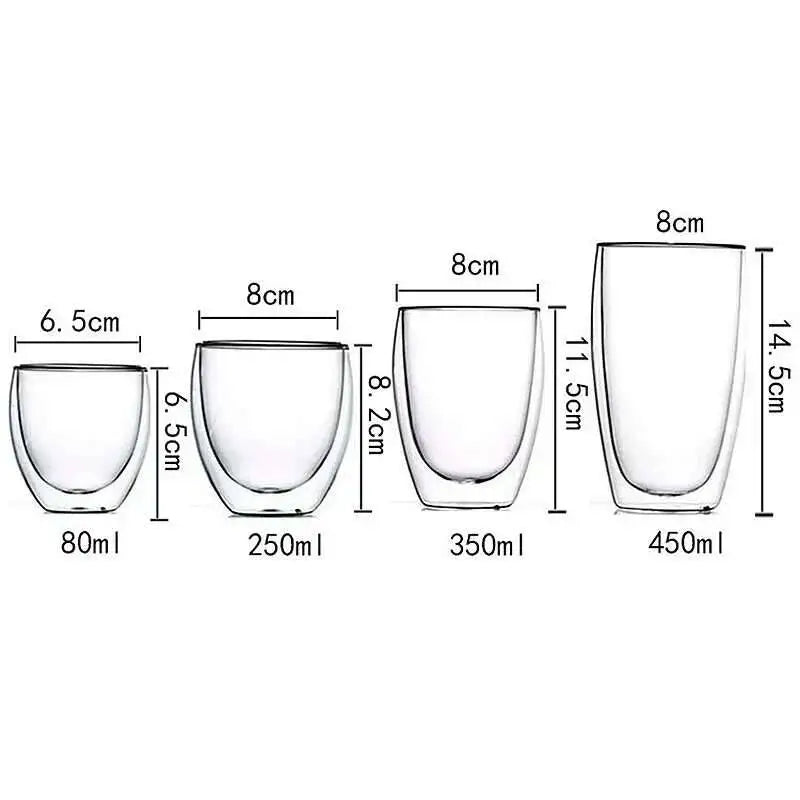 Borosilicate double paroi tasses isolantes lot 2