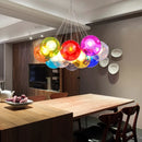 Mouth-blown glass pendant with colourful bubbles for hotel, boutique or nursery
