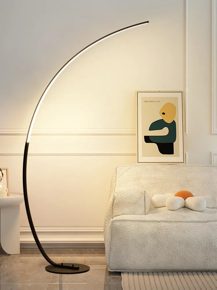 Nordique LED Coin Lumière Arc RVB Lampadaires Noir Blanc C APP À Distance Lampadaires Stand lumière pour Salle À Manger Salon Décor - vue 4 sur 8