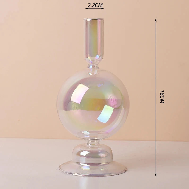 bougeoir en verre décoratif à rayures coniques pour événements festifs - vue 16 sur 30