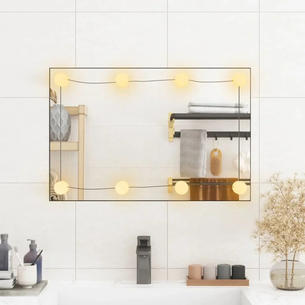 40x60 cm rectangular glass wall mirror with LED lights, home decoration wall Decker living room decoration - vue 3 sur 7