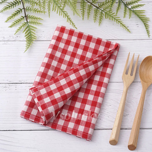 Serviette de table coton vichy carreaux style champetre