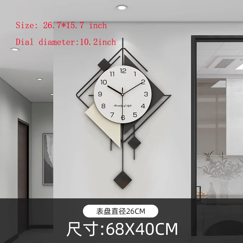 New Design Creative Wall Art Clock, Silent Pendulum Clock, Living Room Wall Decor Clocks, Metal Home Wall Decorations, Large