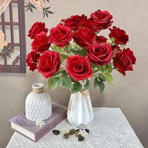 bouquet de roses artificielles en soie pour décoration de mariage