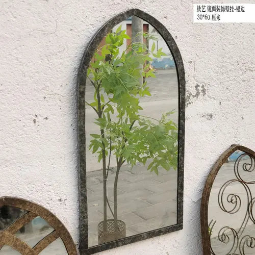miroirs rétro nordiques en bois pour décoration artisanale murale - vue 8 sur 9