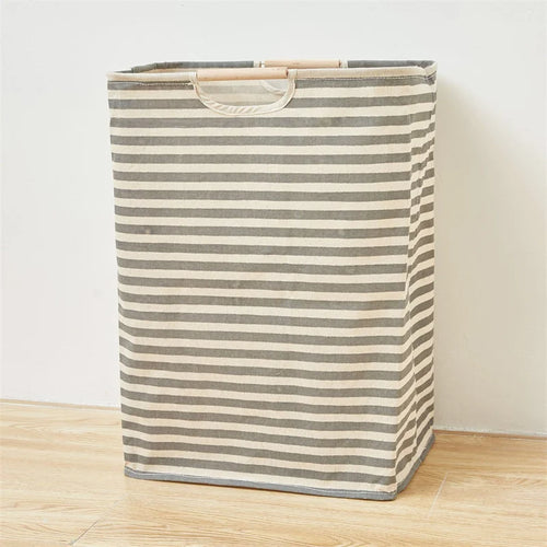 56*40*27CM Japanese Cotton Linen Dirty Clothes Basket, Folding Portable Fabric Laundry Basket，Bathroom Waterproof Storage Basket - vue 13 sur 12