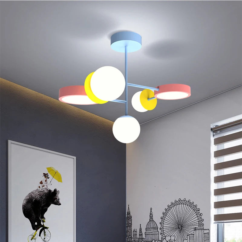 Nordic minimalist children's room chandelier - vue 6 sur 9