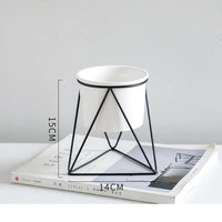 White Ceramic Vase, with Bracket Small White Vase, Round Ceramic Flower Vase, for Modern Nordic Home Decor, Living Room, Office