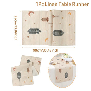 Ramadan table runner with lantern, moon and star motifs