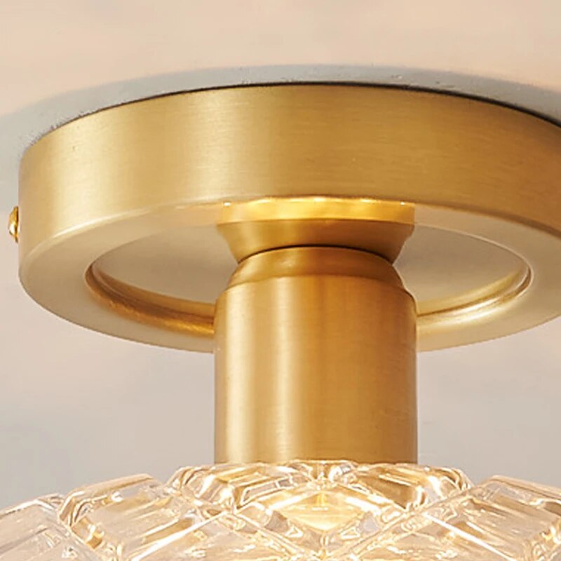 Lampe décoration plafonnier verre cuivre LED - vue 7 sur 12