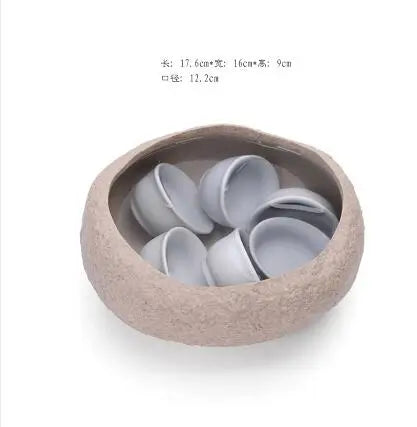 Ceramic Rock Mud Imitation Stone Tea Washing Pen Wash Tea Cups, Household Tea Set Accessories, Extra Large Basin - vue 10 sur 11
