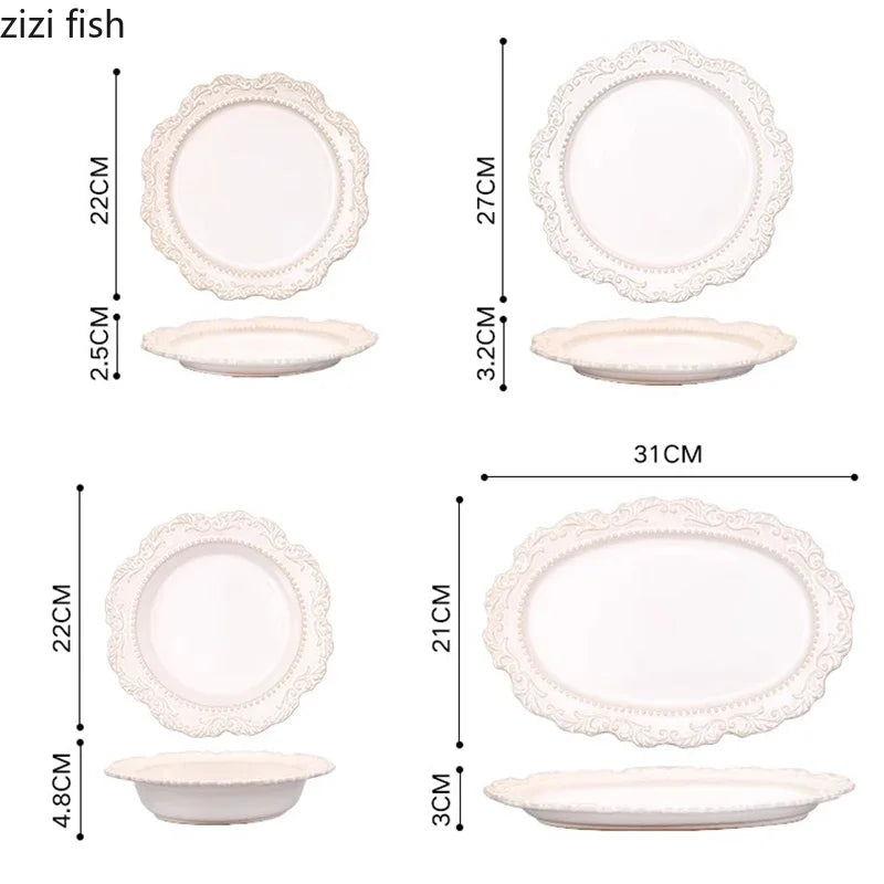 Service de table ceramique relief style vintage restaurant