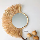 Nordic Style Straw Rattan Wall Decor, Round Rattan Mirror, Decoration Mirror