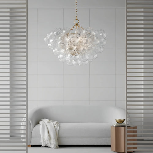 lustre suspendu à bulles de verre design moderne pour intérieur élégant