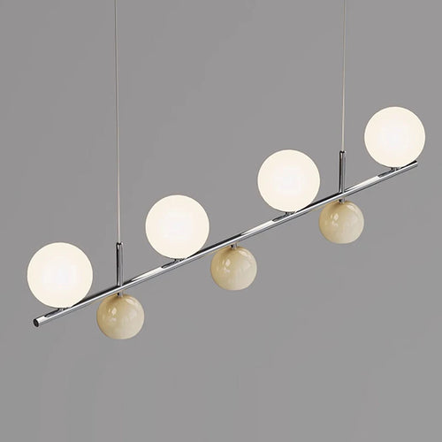 lustre long led suspendu avec abat-jour boule ronde