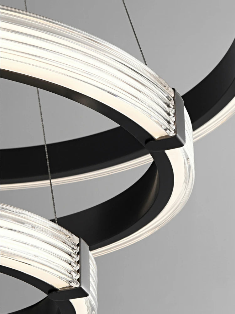 Modern circular acrylic pendant light for minimalist interior decor - vue 5 sur 9