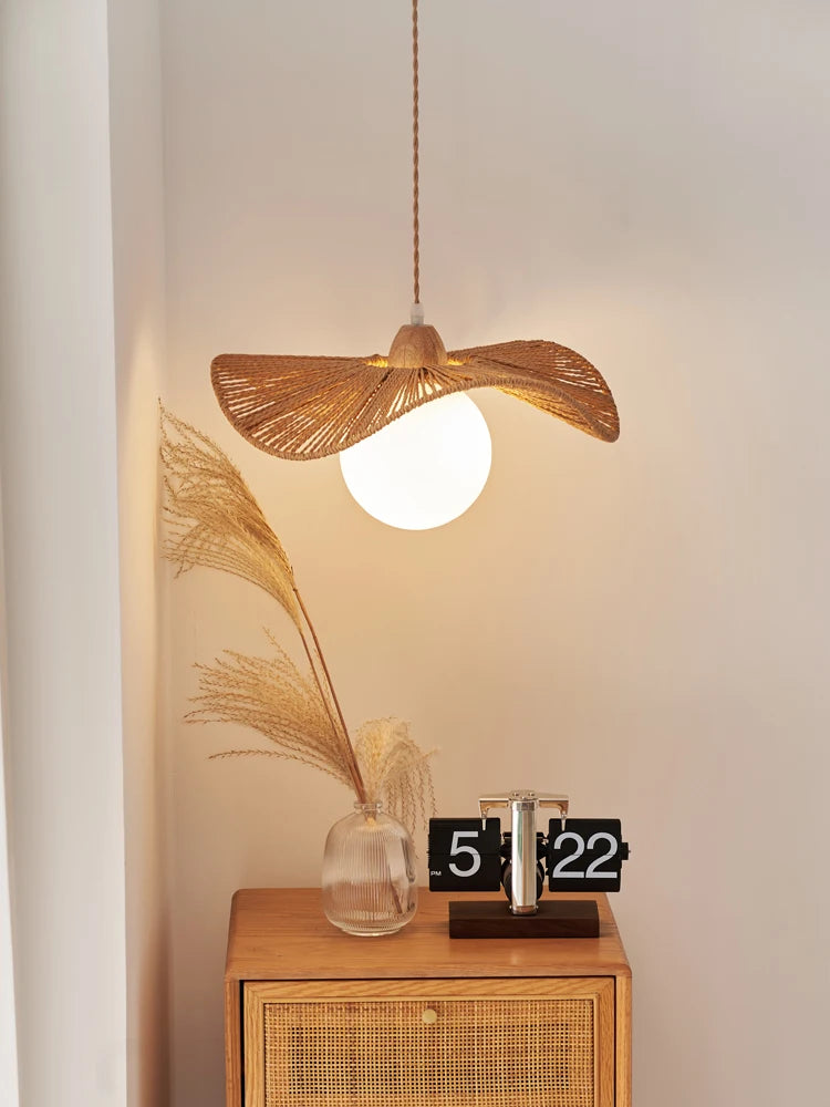 lustre suspendu en bois style japonais pour décoration intérieure - vue 5 sur 5