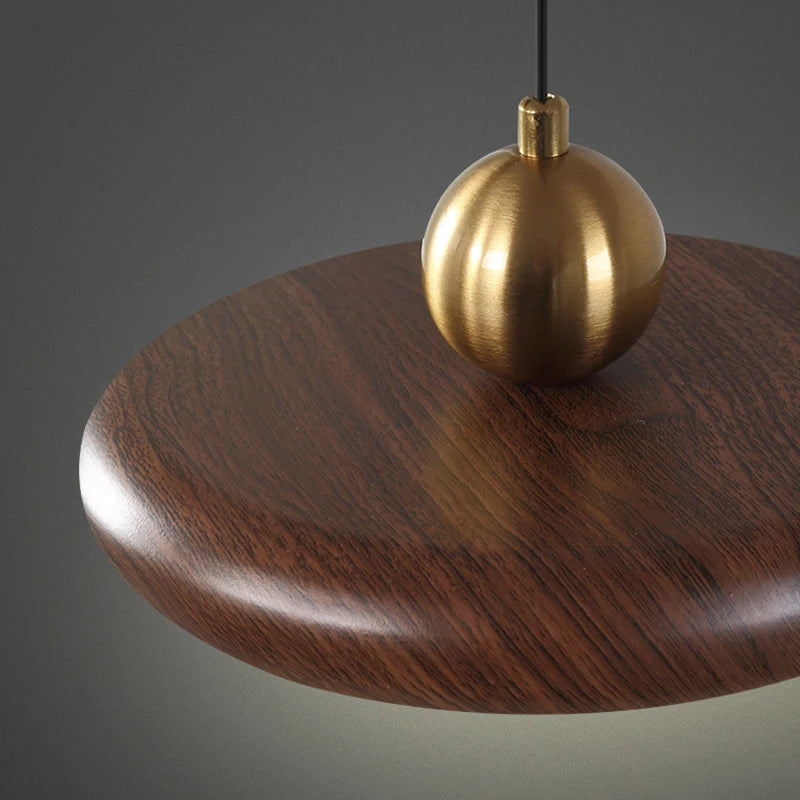 lustre en fer imitation grain de bois luminaires suspendus variables - vue 6 sur 7
