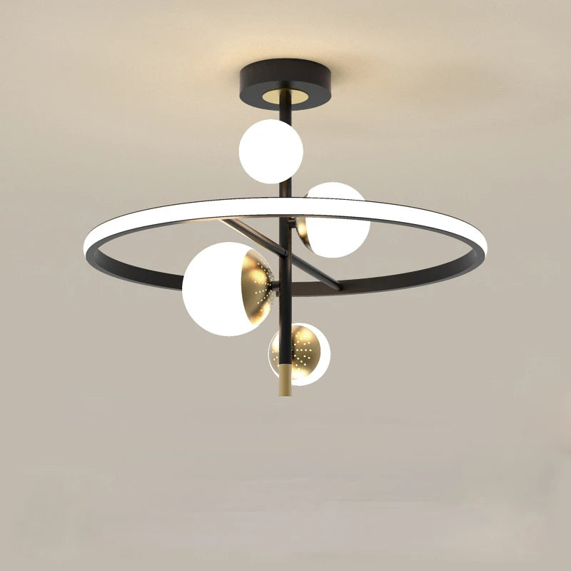 lustre led moderne simple boule nordique pour éclairage intérieur - vue 7 sur 16