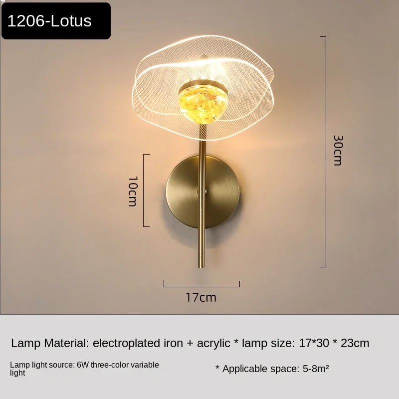 Lampe de applique murale LED en cristal nordique salon chambre fond applique murale couloir allée grenier lampes de chevet maison luminaire moderne - vue 9 sur 10