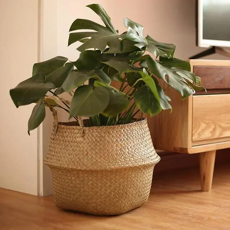 panier à fleurs en rotin tressé pliable fait main pour décoration intérieure - vue 7 sur 11