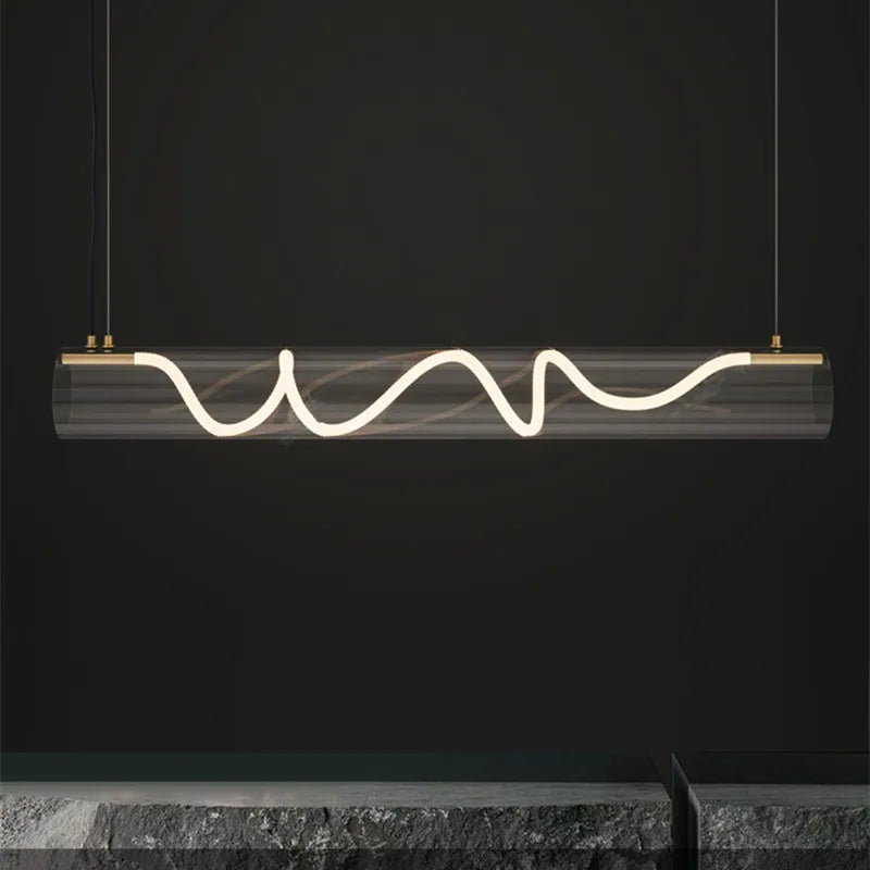 lampes suspendues long tube acrylique nordique pour restaurants et bars - vue 2 sur 9