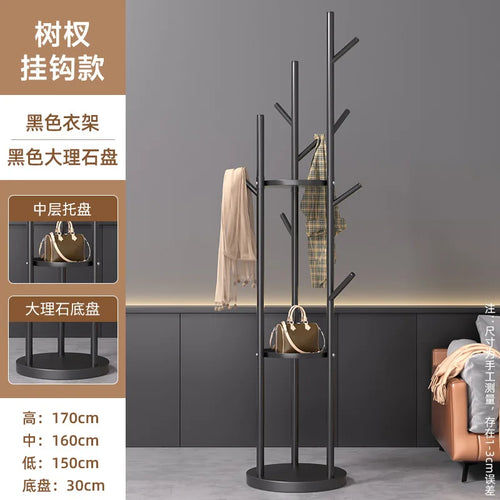 Marble Metal Clothes Coat Rack Clothing Rack Stand 3 Storage Shelves and Hooks, Enterway Hall Tree for Hanging Jackets, Hats,Bag - vue 5 sur 6
