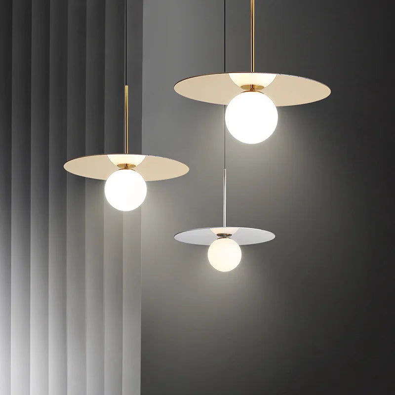 suspension modernes en verre led pour bar restaurant nordique
